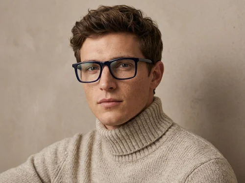 Lunettes rectangulaires en acétate bleu #BS1224-0018
