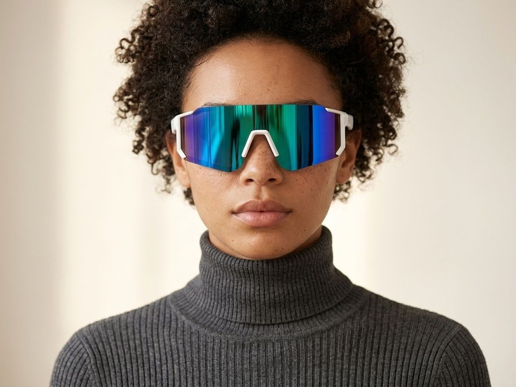 QY Pro1 Unregelmäßige grüne Smart-Sport-Sonnenbrille aus Kunststoff #BS1611-0002