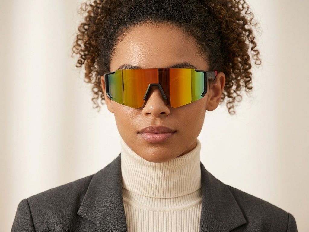 QY Pro1 Unregelmäßige rote Kunststoff-Sportsonnenbrille #BS1611-0003