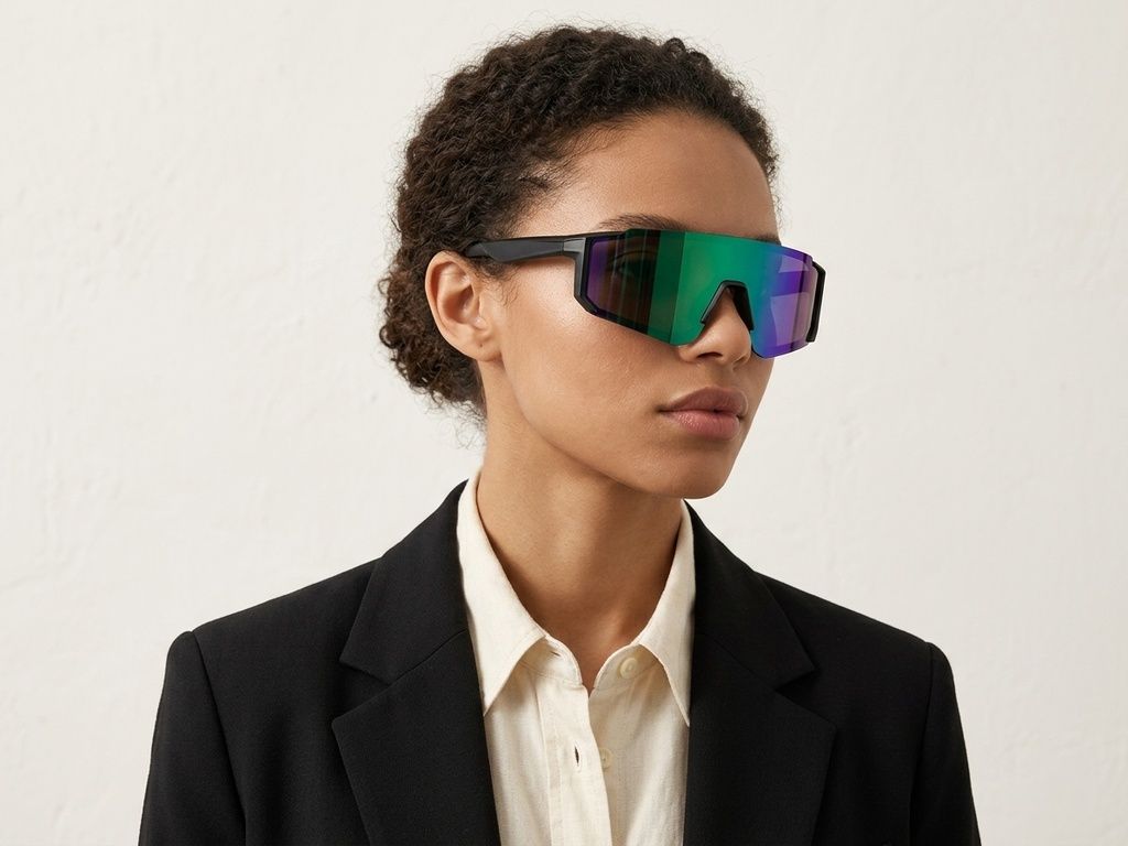 QY Pro1 Unregelmäßige blaue Smart-Sport-Sonnenbrille aus Kunststoff #BS1611-0005
