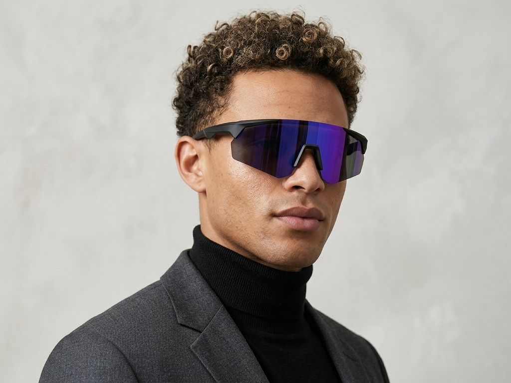 QY Pro2 Unregelmäßige lila Kunststoff-Sportsonnenbrille #BS1611-0006