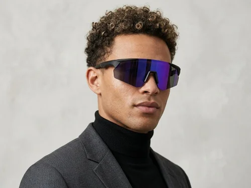 QY Pro2 Unregelmäßige lila Kunststoff-Sportsonnenbrille #BS1611-0006