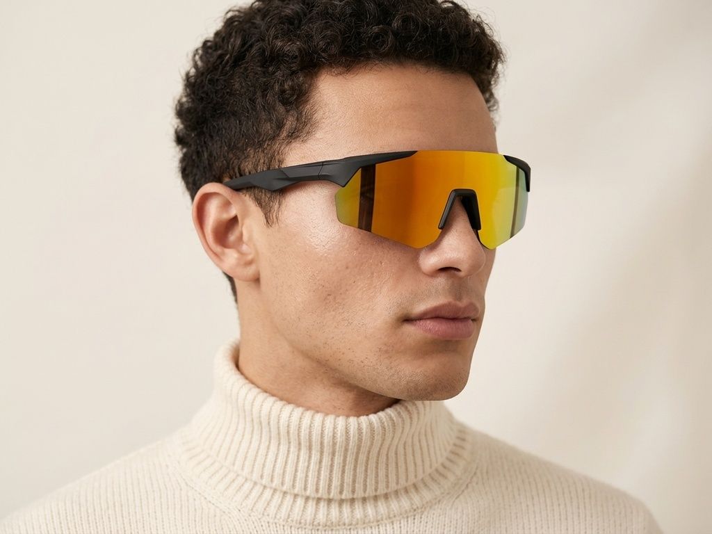 QY Pro2 Unregelmäßige orangefarbene Smart-Sport-Sonnenbrille aus Kunststoff #BS1611-0009
