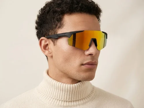 QY Pro2 Unregelmäßige orangefarbene Smart-Sport-Sonnenbrille aus Kunststoff #BS1611-0009