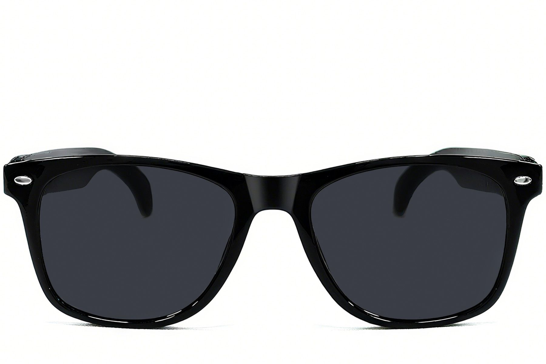 F16 Rechteckige schwarze Smart-Sonnenbrille aus Kunststoff #BS1611-0012