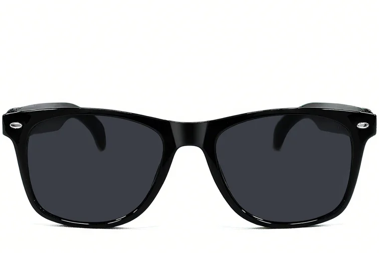 F16 Rectangular Black Plastic Smart Sunglasses #BS1611-0012