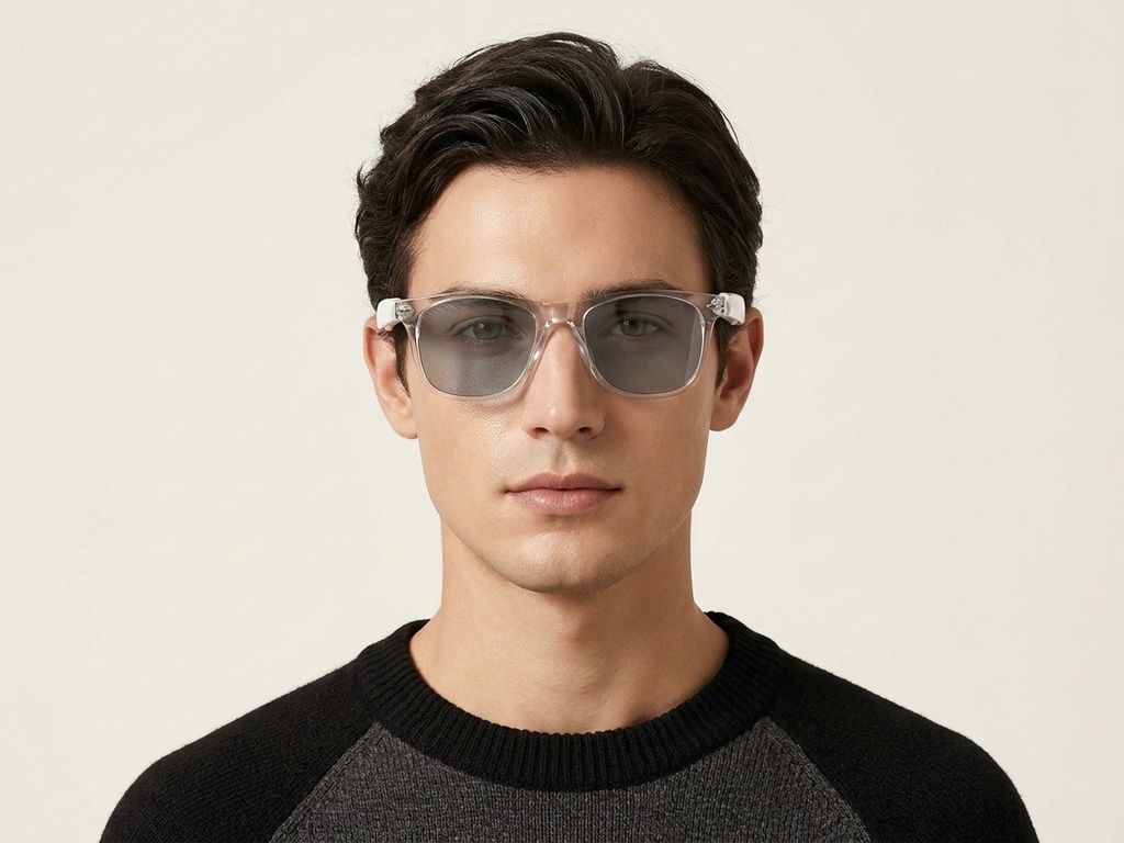 F16 Rechteckige, transparente Smart-Sonnenbrille aus Kunststoff #BS1611-0014