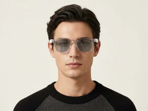 Lunettes de soleil intelligentes rectangulaires en plastique transparent F16 #BS1611-0014