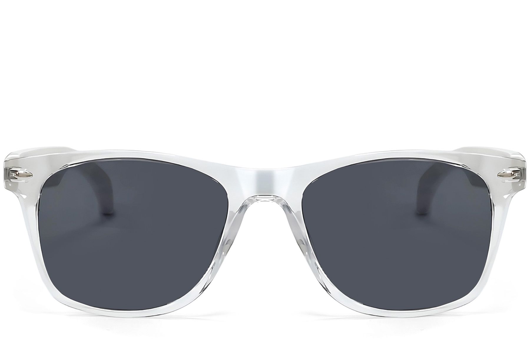 F16 Rechteckige, transparente Smart-Sonnenbrille aus Kunststoff #BS1611-0014