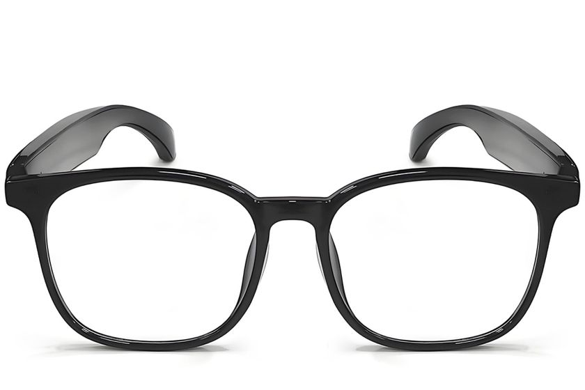 F19 Rectangular Black Plastic Smart Glasses #BS1611-0015
