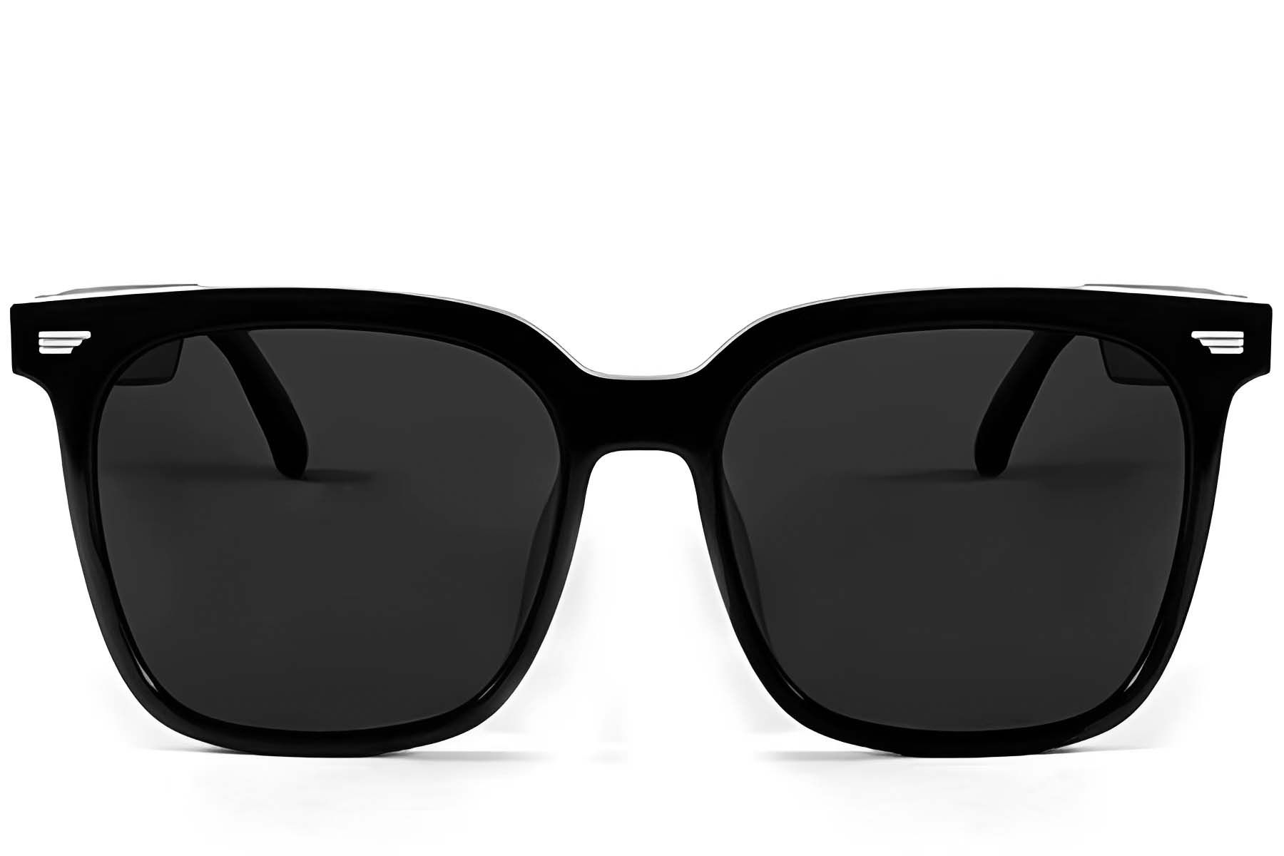 GS01 Rectangular Black Plastic Smart Sunglasses #BS1611-0018