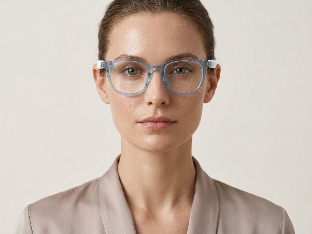 GS07 Rechteckige blaue smarte photochrome Kunststoffbrille #BS1611-0019