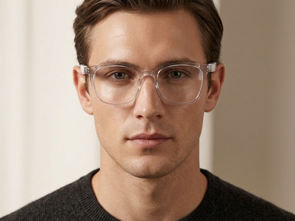 GS07 Rechteckige, transparente, smarte photochrome Kunststoffbrille #BS1611-0020