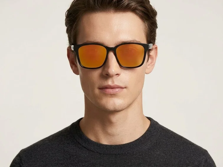 GS08 Rectangular Black Plastic Smart Polarised Sunglasses #BS1611-0023