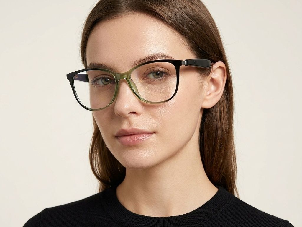 Gafas inteligentes rectangulares de plástico verde GT-50 #BS1611-0035