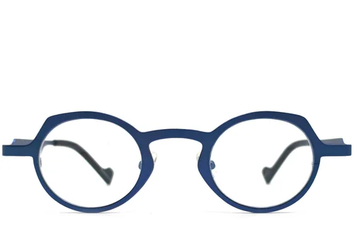 Lunettes ovales en métal bleu #BS1620-0001