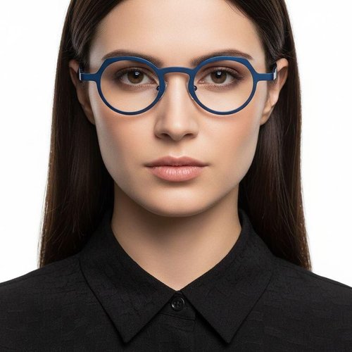 Lunettes ovales en métal bleu #BS1620-0001