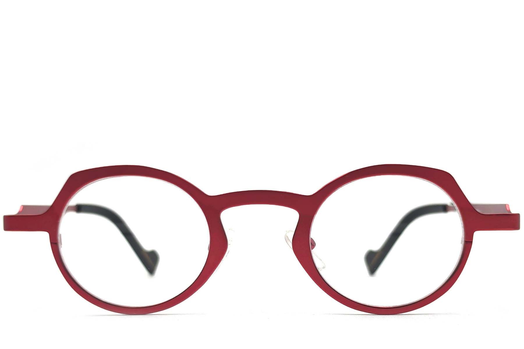 Oval Red Metal Glasses #BS1620-0002