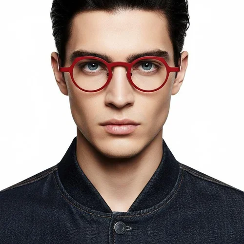 Lunettes ovales en métal rouge #BS1620-0002