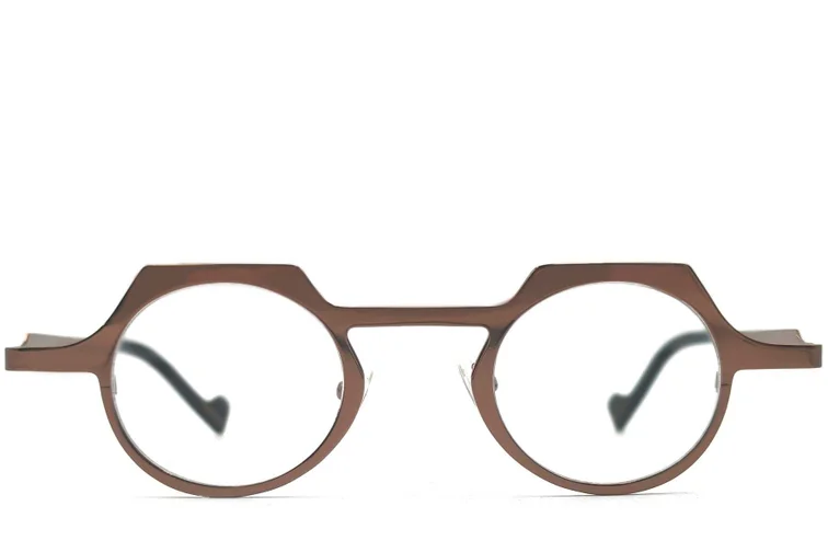 Oval Brown Metal Glasses #BS1620-0003