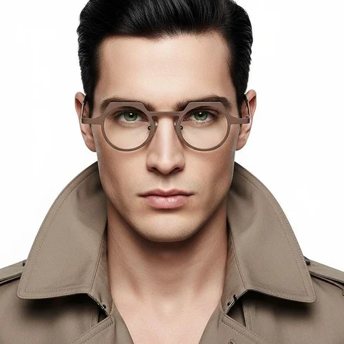 Lunettes ovales en métal marron #BS1620-0003