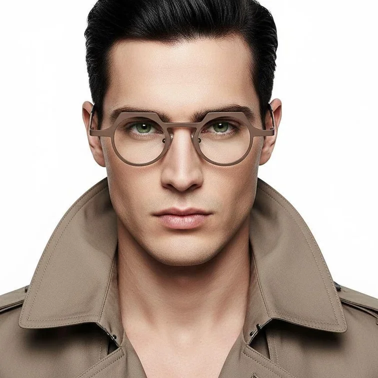 Oval Brown Metal Glasses #BS1620-0003
