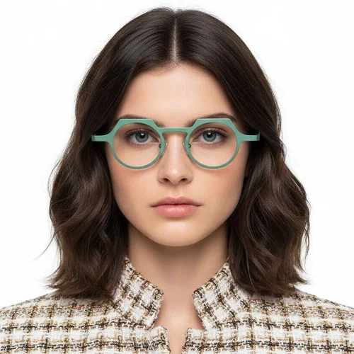 Lunettes ovales en métal vert #BS1620-0004