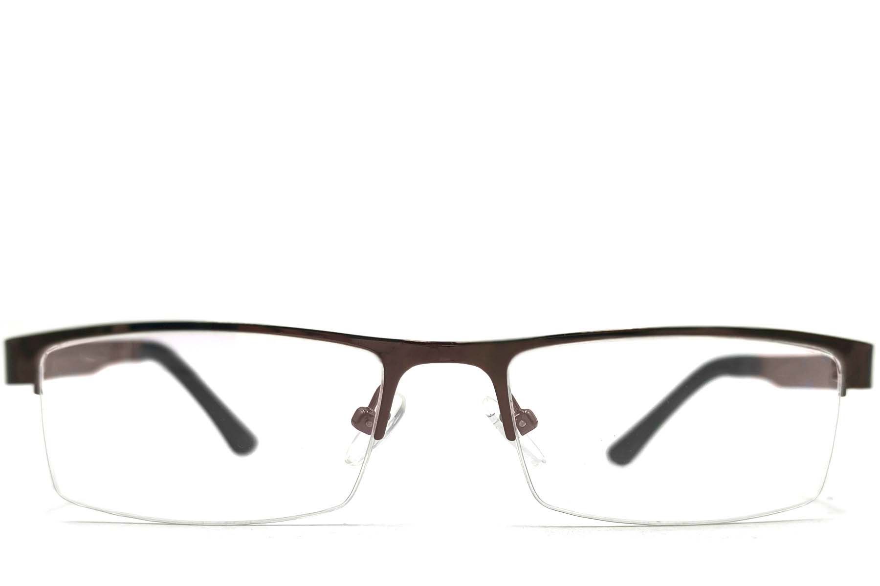 Semi-rimless Brown Metal Glasses #BS1620-0005