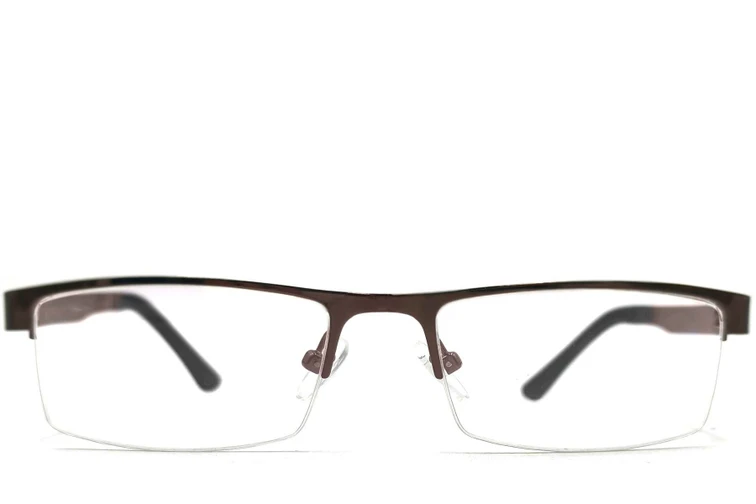 Semi-rimless Brown Metal Glasses #BS1620-0005