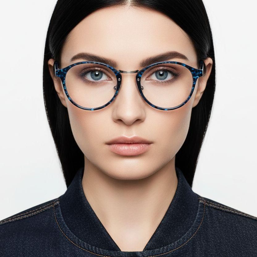 Round Blue TR90 Glasses #BS1620-0016