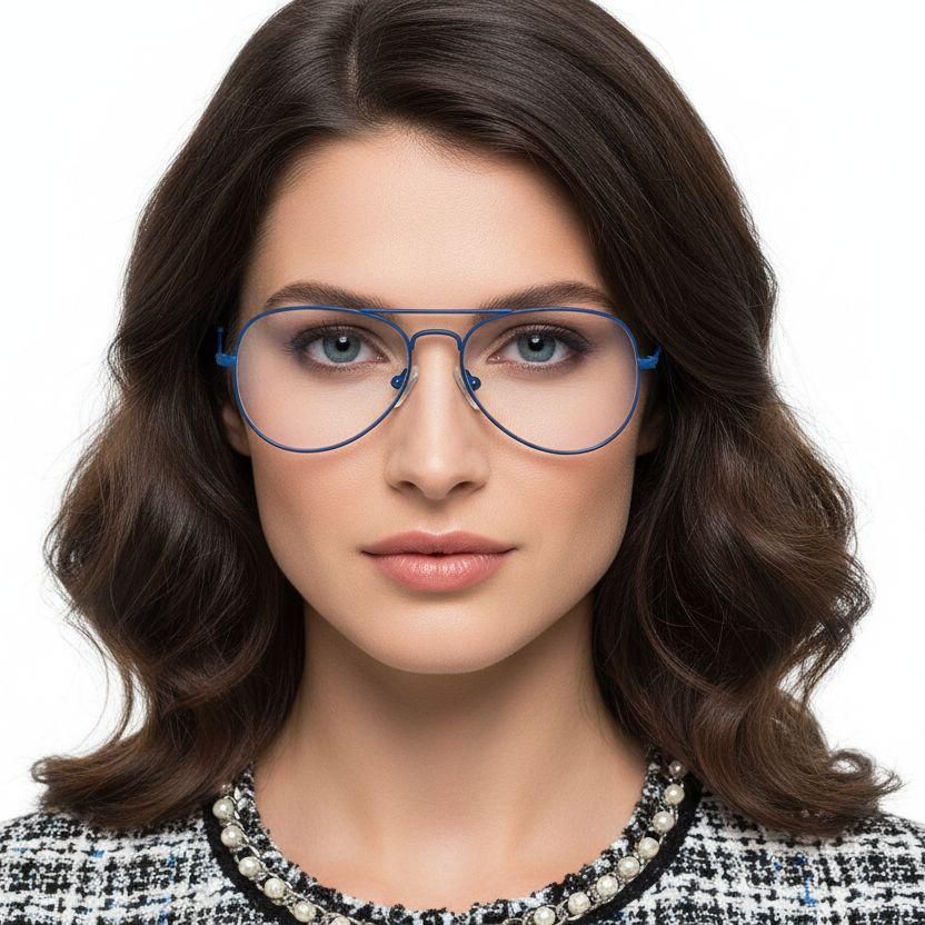 Aviator Blue Metal Glasses #BS1620-0024