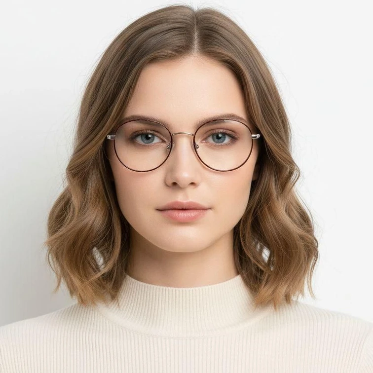 Lunettes ovales en métal écaille de tortue #BS1620-0026