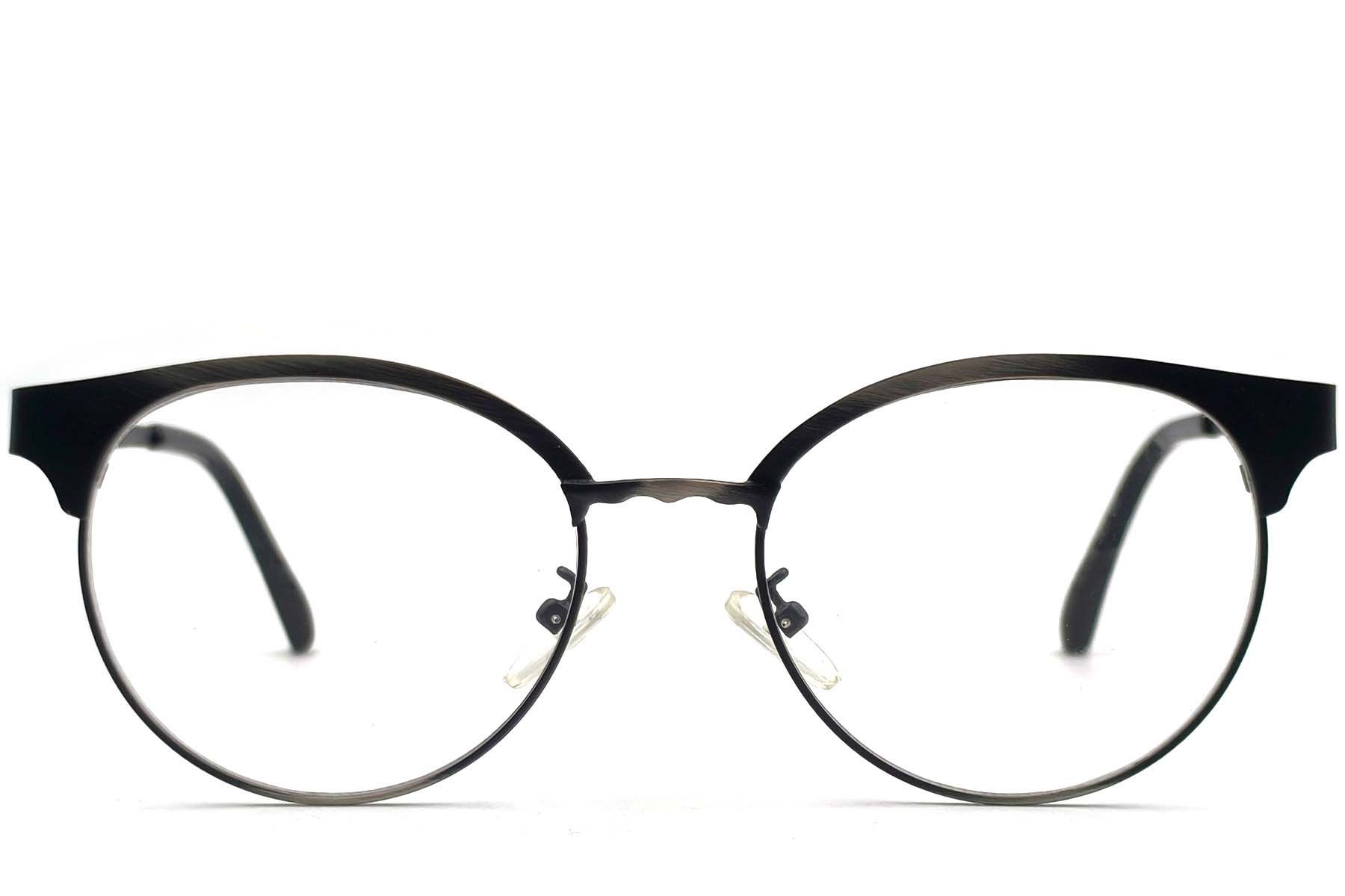 Semi-rimless Black Metal Glasses #BS1620-0028