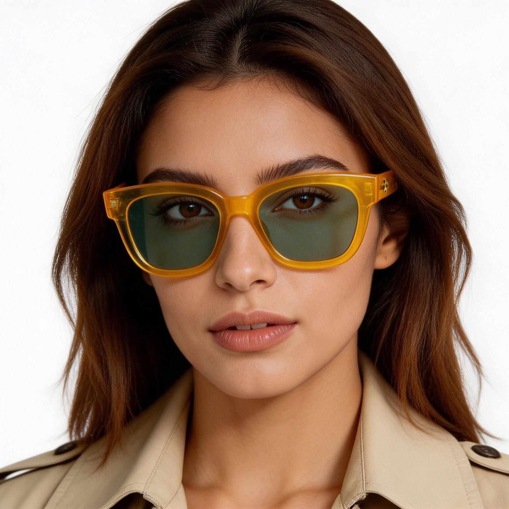 Rectangular Yellow TR90 Sunglasses #BS1620-0034