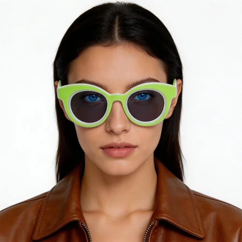 Round Green TR90 Sunglasses #BS1620-0036