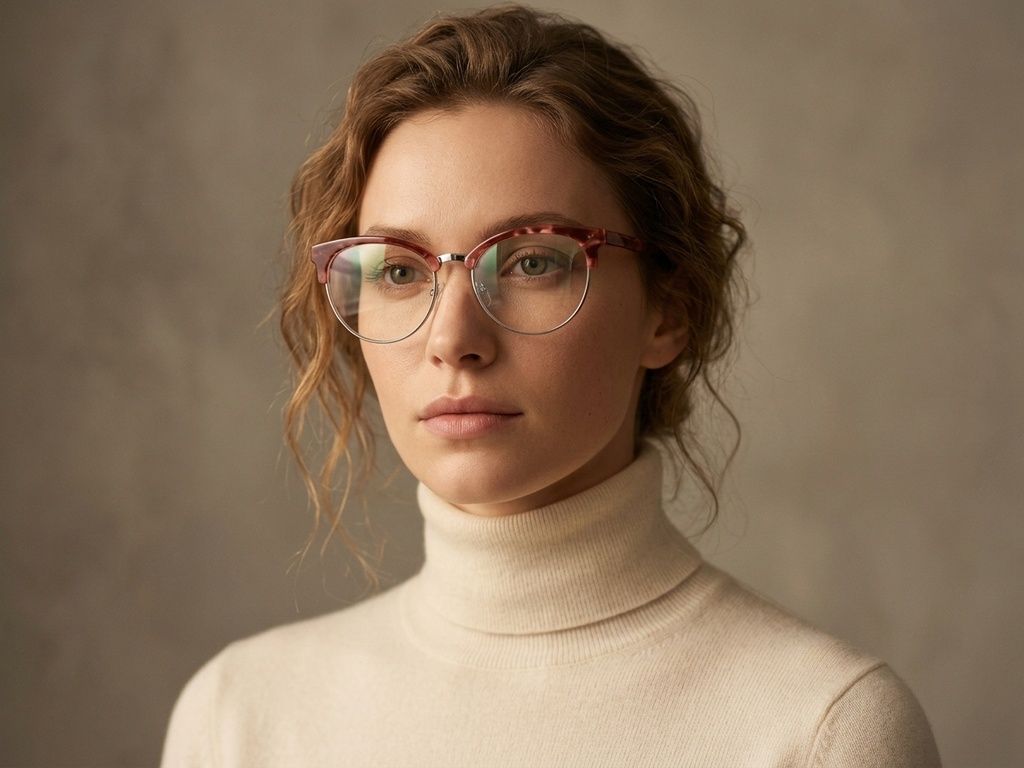 Occhiali in acetato rosso semi-senza montatura #BS1620-0051