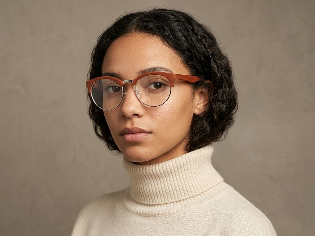Gafas de acetato rojo semi al aire #BS1620-0052