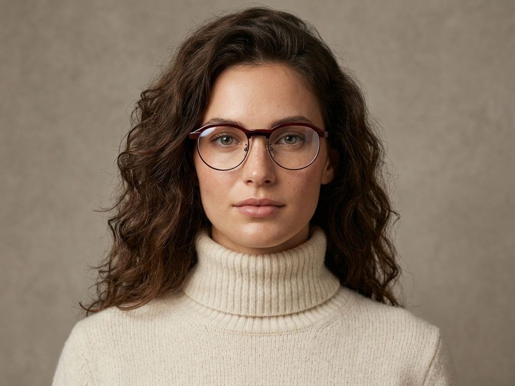 Semi-rimless Brown Acetate Glasses #BS1620-0053