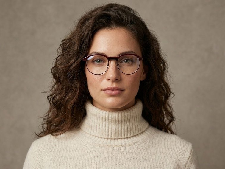 Semi-rimless Brown Acetate Glasses #BS1620-0053