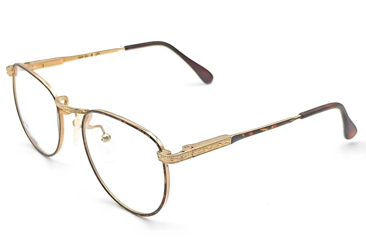 Oval Tortoiseshell Metal Glasses #BS1620-0058