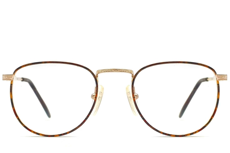 Oval Tortoiseshell Metal Glasses #BS1620-0058