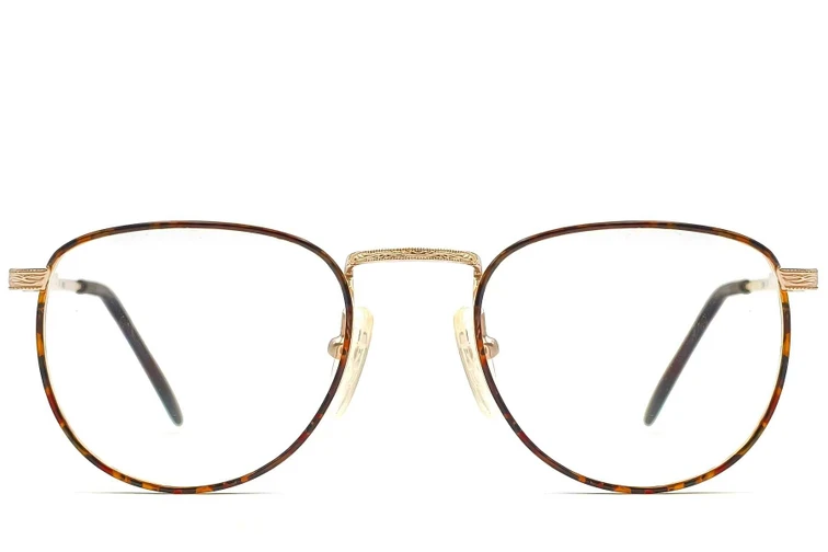 Oval Tortoiseshell Metal Glasses #BS1620-0058