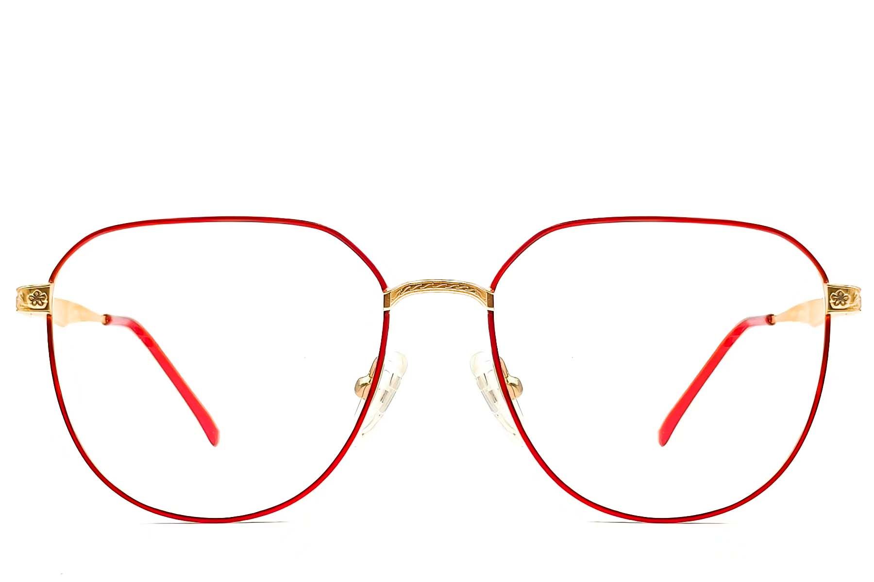 Lunettes ovales en métal rouge #BS1620-0067