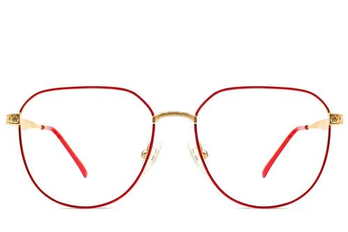 Lunettes ovales en métal rouge #BS1620-0067
