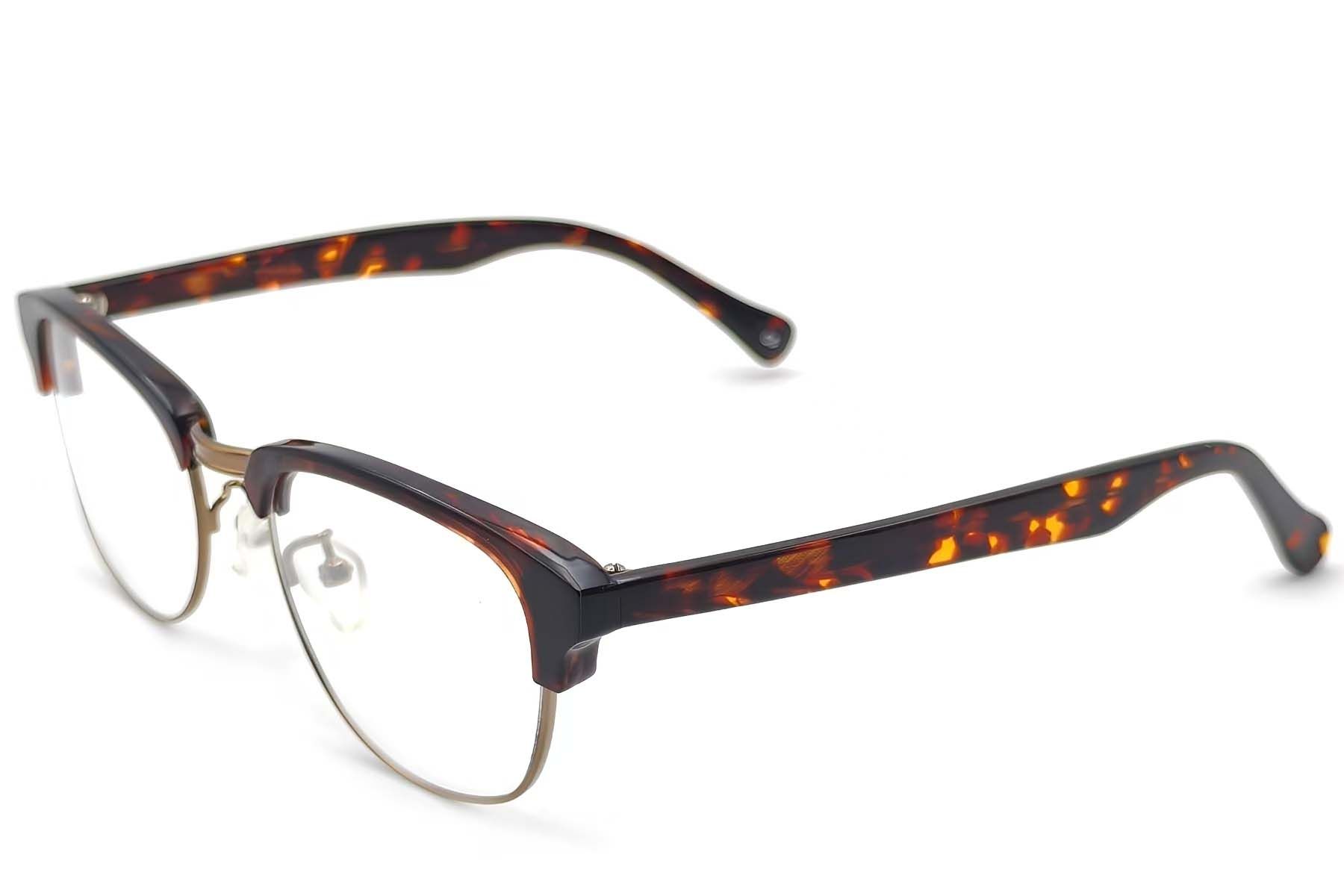 Semi-rimless Tortoiseshell Acetate Glasses #BS1620-0068