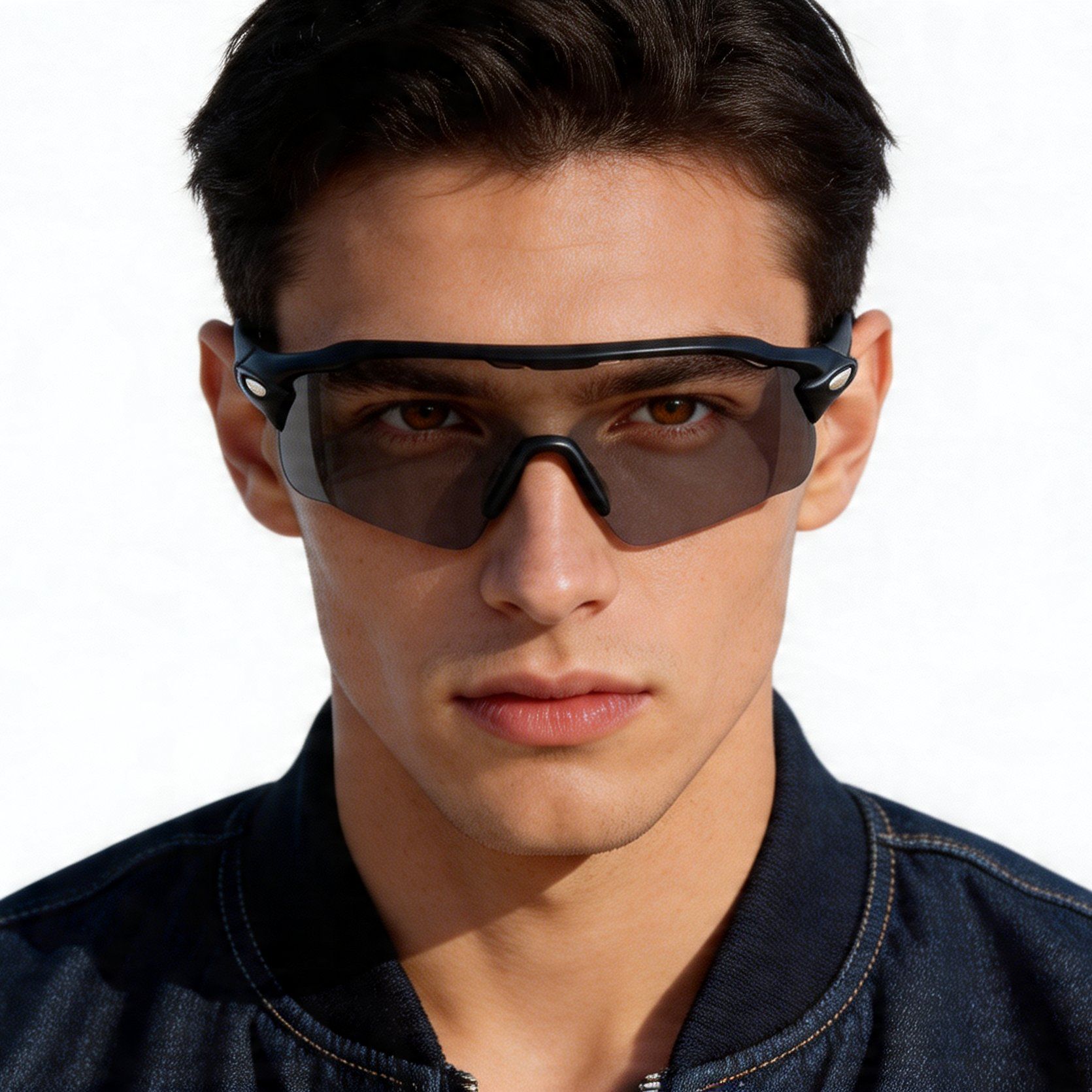 Rechteckige schwarze TR90-Sonnenbrille #BS1725-0006