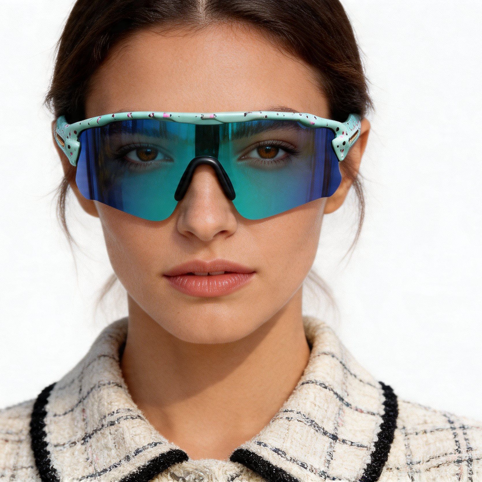 Rectangular Green TR90 Sunglasses #BS1725-0041