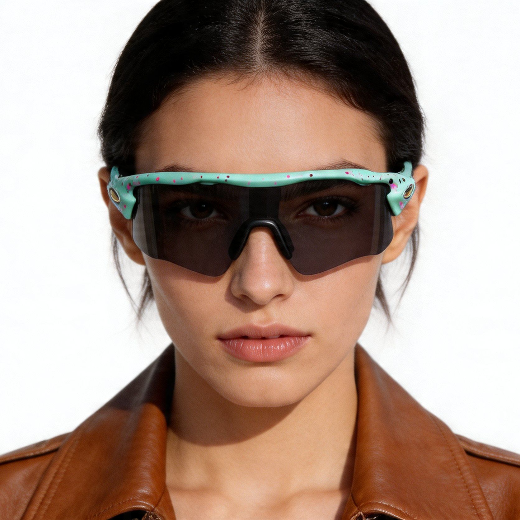 Lunettes de soleil rectangulaires vertes TR90 #BS1725-0042