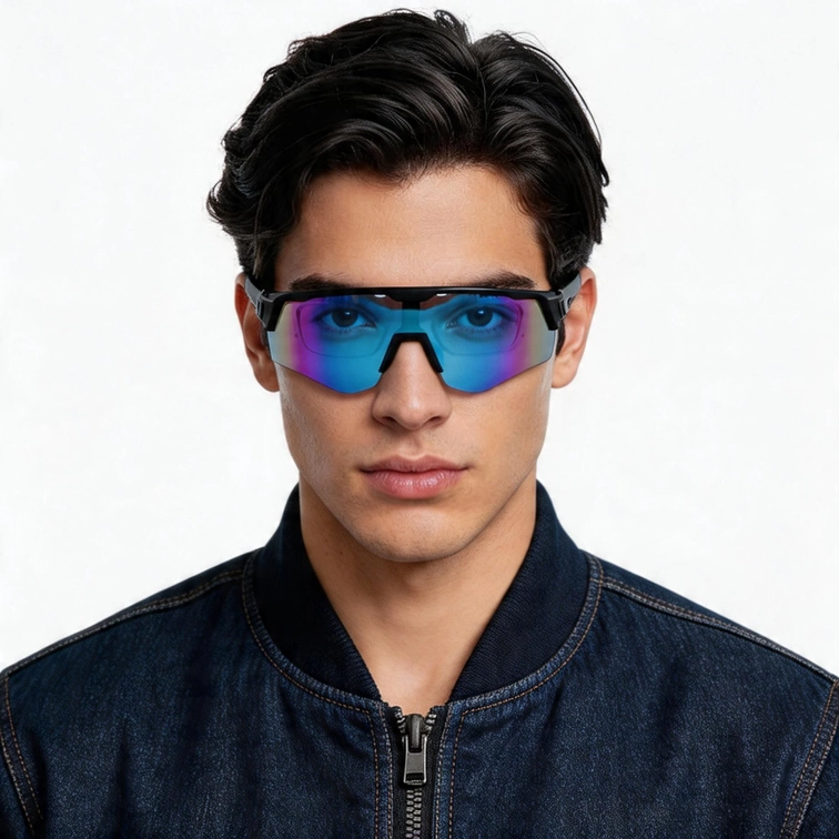 Gafas de sol irregulares de plástico negro #BS1725-0054