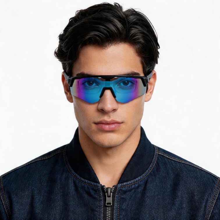Lunettes de soleil irrégulières en plastique noir #BS1725-0054